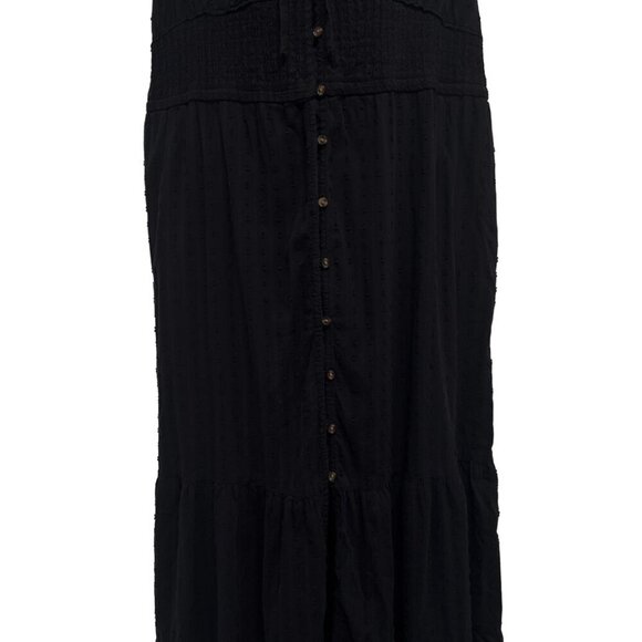 Sonoma Smocked Swiss Dot Ruffle Button Front Maxi Dress Black 1X Plus Size - Picture 5 of 9